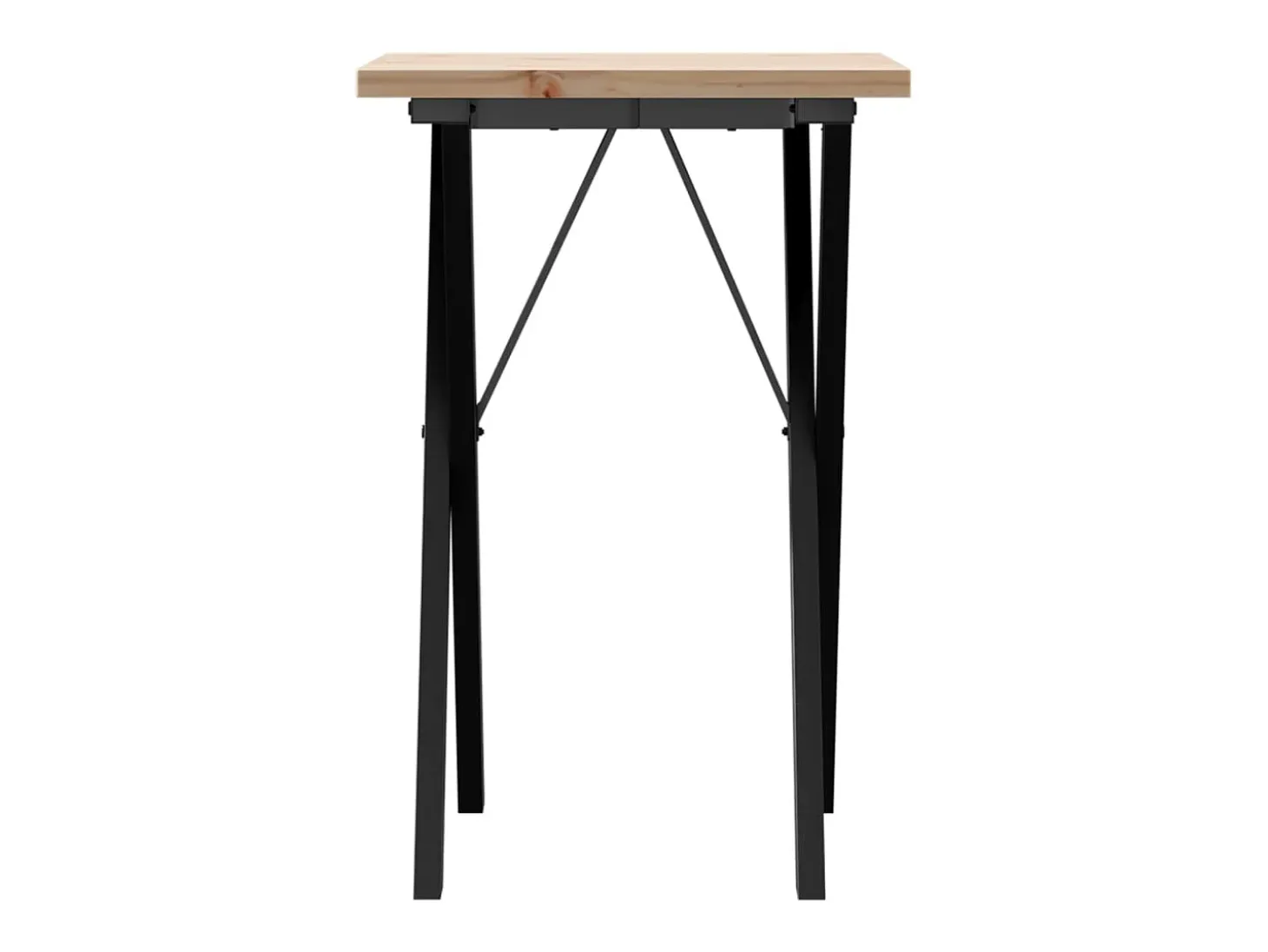 Mesa de comedor marco X madera maciza pino y acero 50x50x75,5cm
