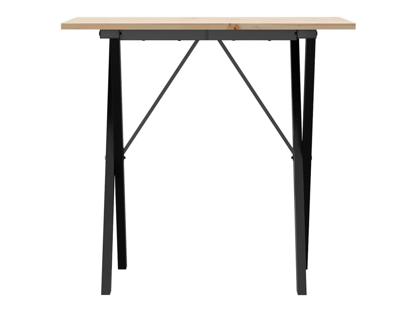 Mesa de comedor marco X madera maciza pino y acero 80x50x75 cm