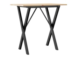 Mesa de comedor marco X madera maciza pino y acero 80x50x75 cm