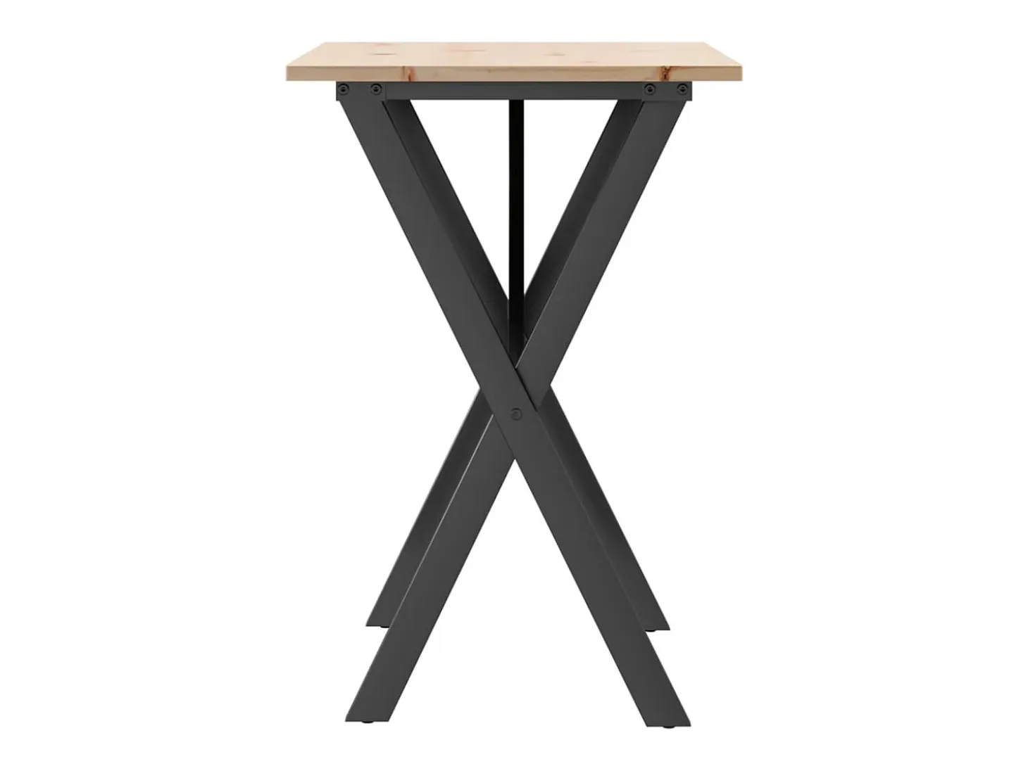 Mesa de comedor marco X madera maciza pino y acero 80x50x75 cm