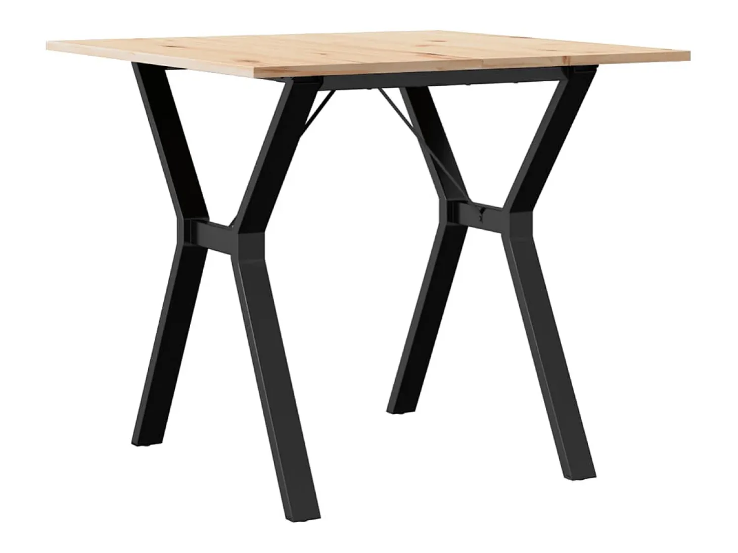 Mesa de comedor marco Y madera maciza pino y hierro 90x90x75 cm