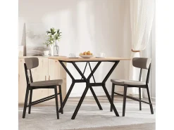 Mesa de comedor marco Y madera maciza pino y hierro 90x90x75 cm