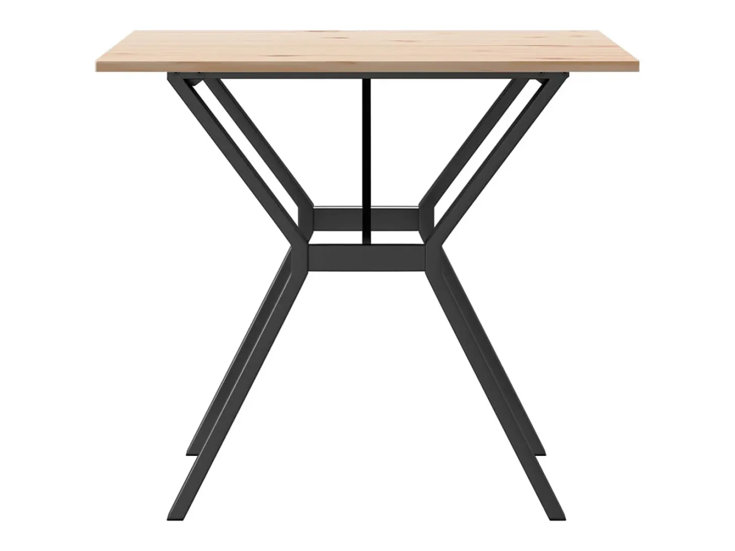 Mesa de comedor marco Y madera maciza pino y hierro 90x90x75 cm
