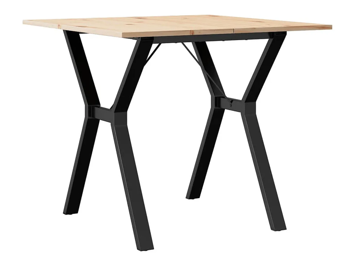 Mesa de comedor marco Y madera maciza pino y hierro 90x90x75 cm