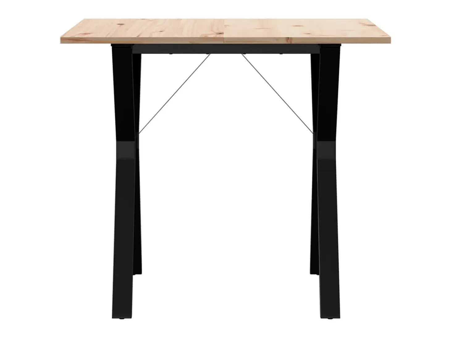 Mesa de comedor marco Y madera maciza pino y hierro 90x90x75 cm