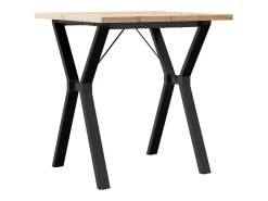 Mesa de comedor marco Y madera maciza pino y acero 70x70x75,5cm