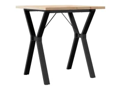 Mesa de comedor marco Y madera maciza pino y acero 70x70x75,5cm