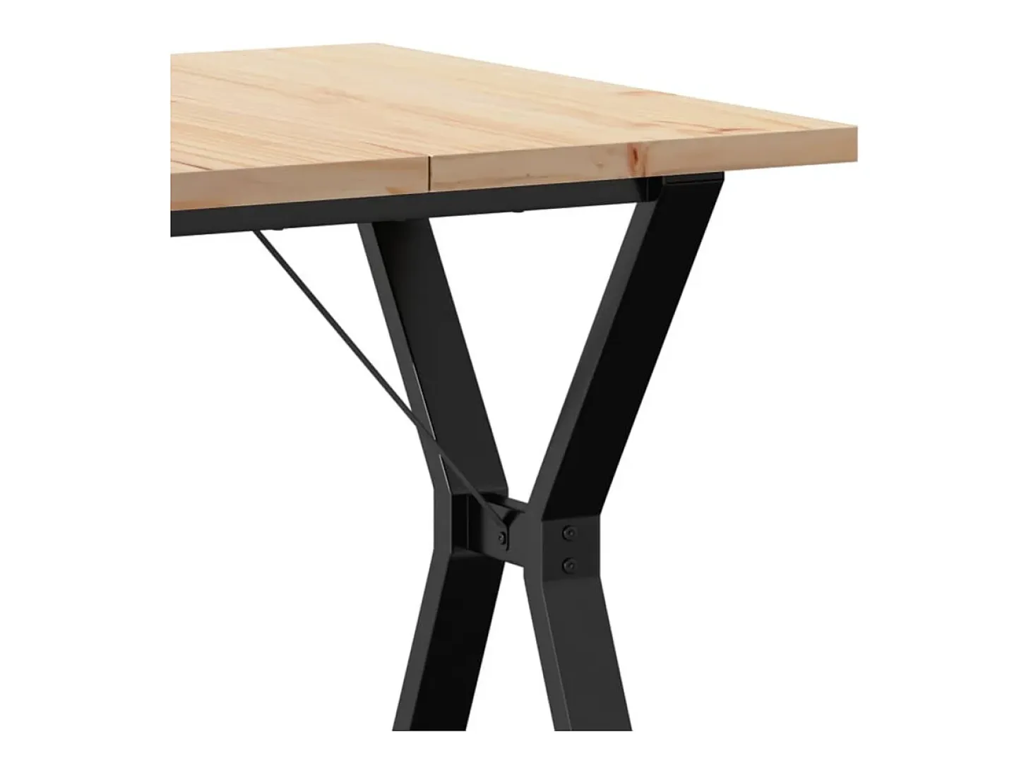 Mesa de comedor marco Y madera maciza pino y acero 70x70x75,5cm