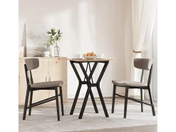 Mesa de comedor marco Y madera maciza pino y hierro 50x50x75 cm