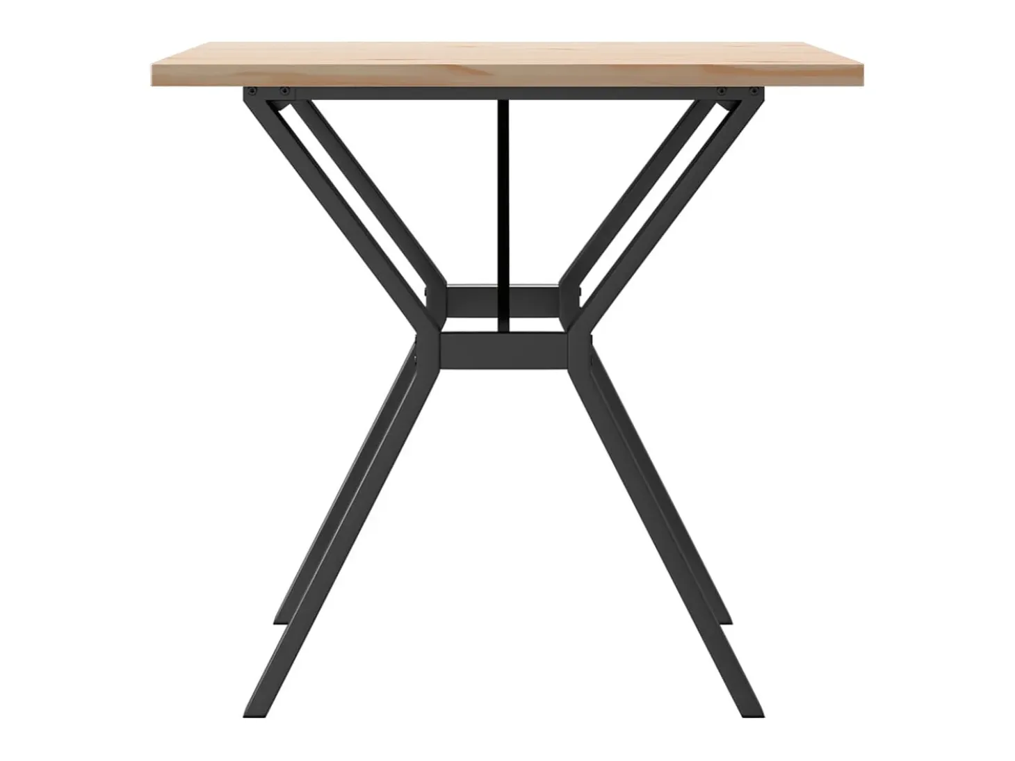 Mesa de comedor marco Y madera maciza pino y acero 80x80x75,5cm