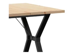Mesa de comedor marco Y madera maciza pino y acero 80x80x75,5cm