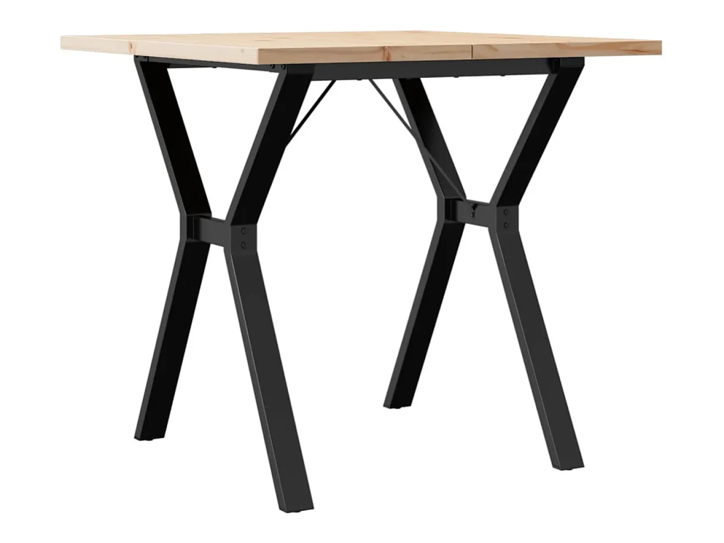 Mesa de comedor marco Y madera maciza pino y acero 80x80x75,5cm
