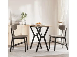 Mesa de comedor marco Y madera maciza pino y hierro 80x50x75 cm