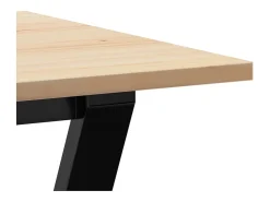 Mesa de comedor marco Y madera maciza pino y hierro 80x50x75 cm