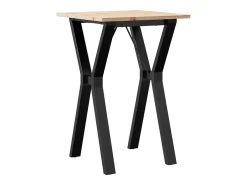 Mesa de comedor marco Y madera maciza pino y acero 50x50x75 cm