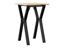 Mesa de comedor marco Y madera maciza pino y acero 50x50x75 cm