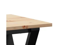 Mesa de comedor marco Y madera maciza pino y acero 50x50x75 cm