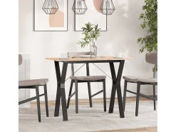 Mesa de comedor marco Y madera maciza pino y hierro 100x50x75cm
