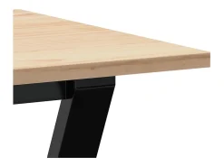 Mesa de comedor marco Y madera maciza pino y hierro 100x50x75cm