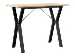 Mesa de comedor marco Y madera maciza pino y hierro 100x50x75cm