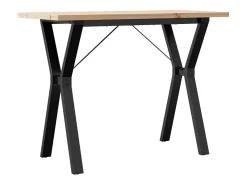 Mesa de comedor marco Y madera maciza pino acero 100x50x75,5 cm