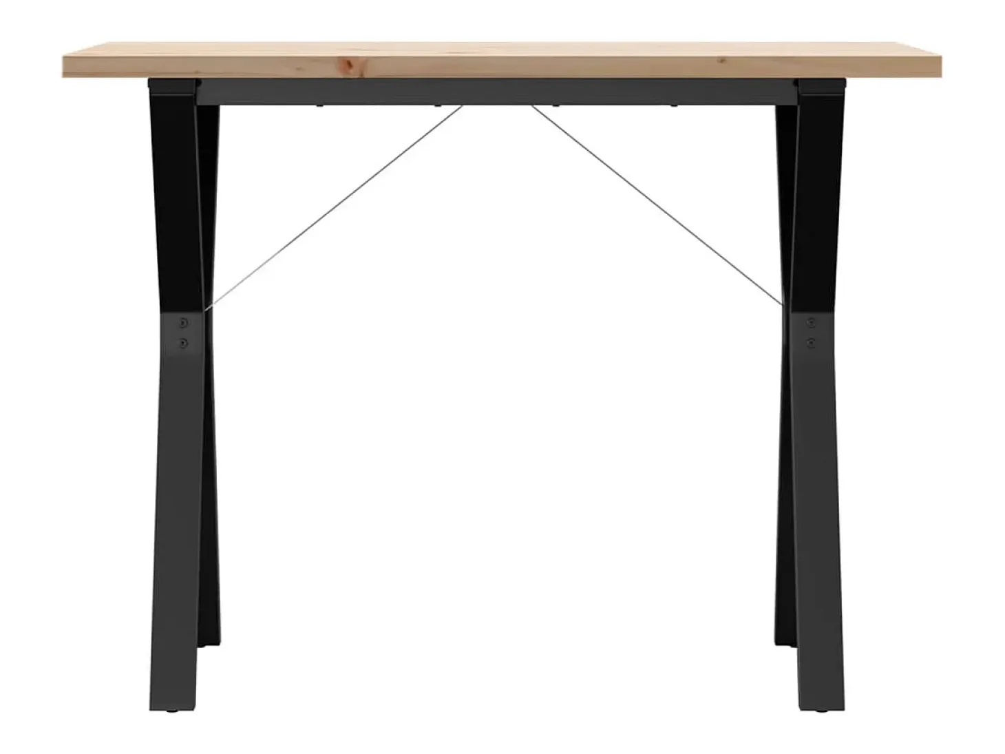 Mesa de comedor marco Y madera maciza pino acero 100x50x75,5 cm