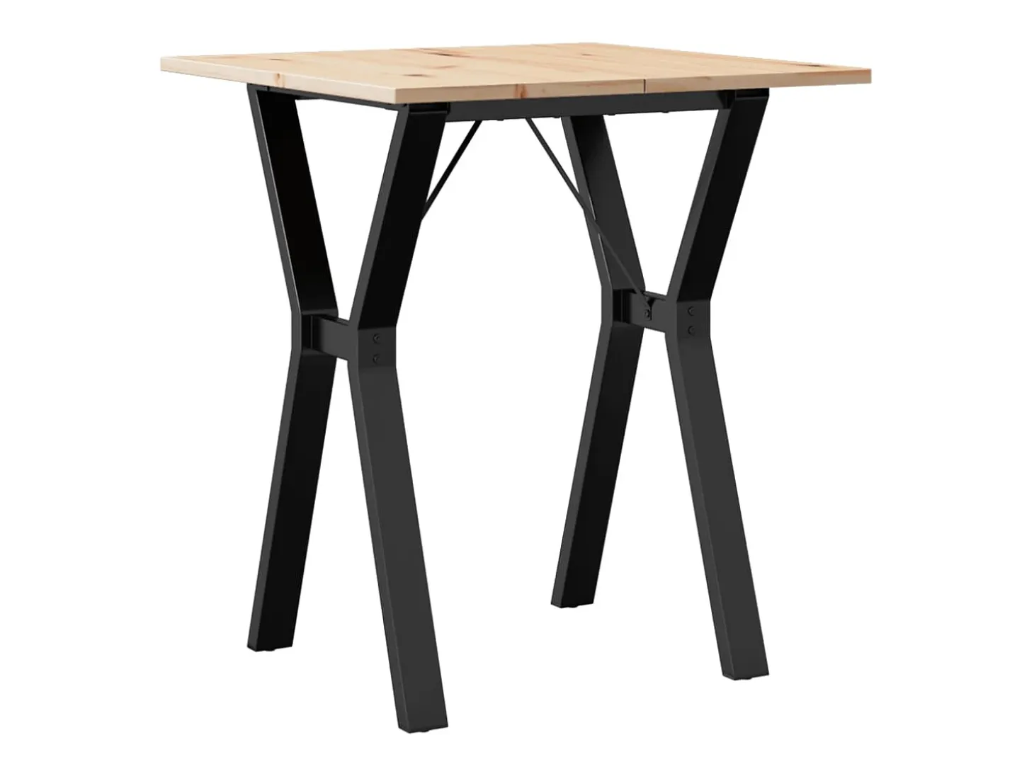 Mesa de comedor marco Y madera maciza pino y hierro 60x60x75 cm ES512201