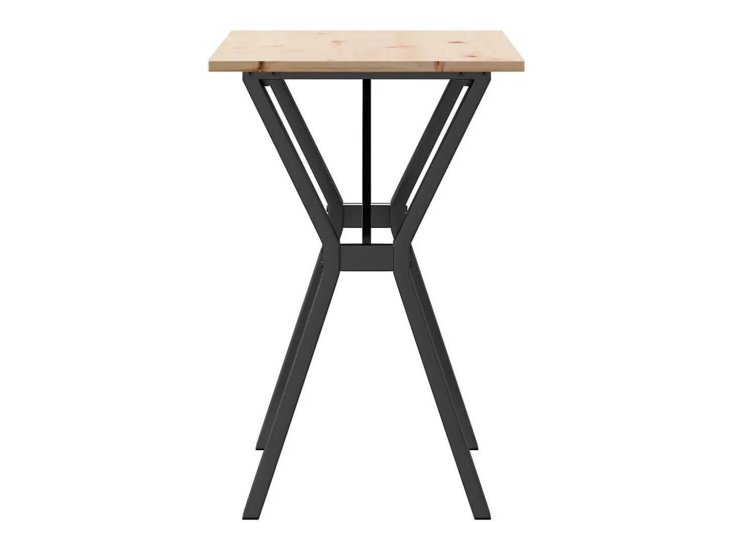 Mesa de comedor marco Y madera maciza pino y hierro 80x50x75 cm ES240799