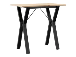 Mesa de comedor marco Y madera maciza pino y hierro 80x50x75 cm ES240799