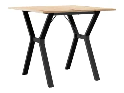 Mesa de comedor marco Y madera maciza pino y hierro 80x80x75 cm