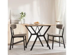 Mesa de comedor marco Y madera maciza pino y hierro 80x80x75 cm