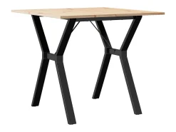 Mesa de comedor marco Y madera maciza pino y hierro 80x80x75 cm