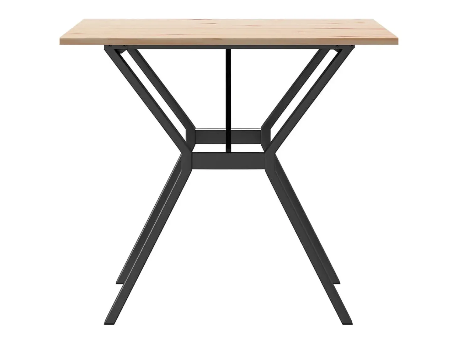 Mesa de comedor marco Y madera maciza pino y hierro 80x80x75 cm