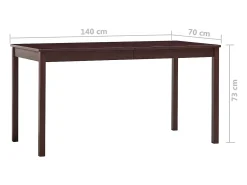 Mesa de Comedor Marrón Oscuro 140x70x73 cm Madera de Pino