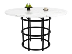 Mesa de comedor moderna - Mesa de comedor redonda con patas de bucle negras - Tablero de MDF - Para comedor y sala de estar