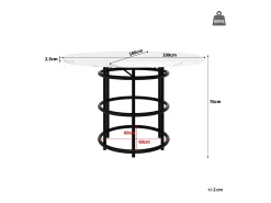 Mesa de comedor moderna - Mesa de comedor redonda con patas de bucle negras - Tablero de MDF - Para comedor y sala de estar