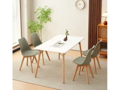 Mesa de Comedor Moderna Escandinava EGGREE Blanco 140x80x73.5 cm