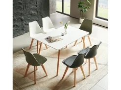 Mesa de Comedor Moderna Escandinava EGGREE Blanco 160x80x73.5 cm
