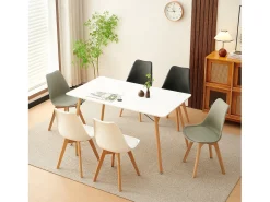 Mesa de Comedor Moderna Escandinava EGGREE Blanco 160x80x73.5 cm