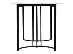 Mesa de comedor moderna 140x80cm, MDF blanco con patas de metal dorado, tablero de mármol (140x80x75 cm)