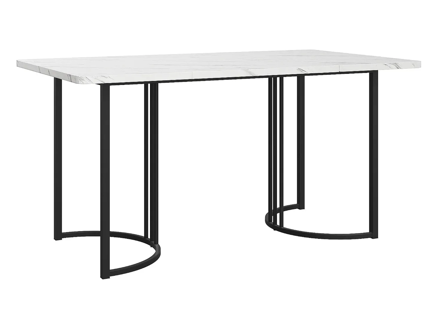 Mesa de comedor moderna 140x80cm, MDF blanco con patas de metal dorado, tablero de mármol (140x80x75 cm)