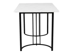 Mesa de comedor moderna 140x80cm, MDF blanco con patas de metal dorado, tablero de mármol (140x80x75 cm)