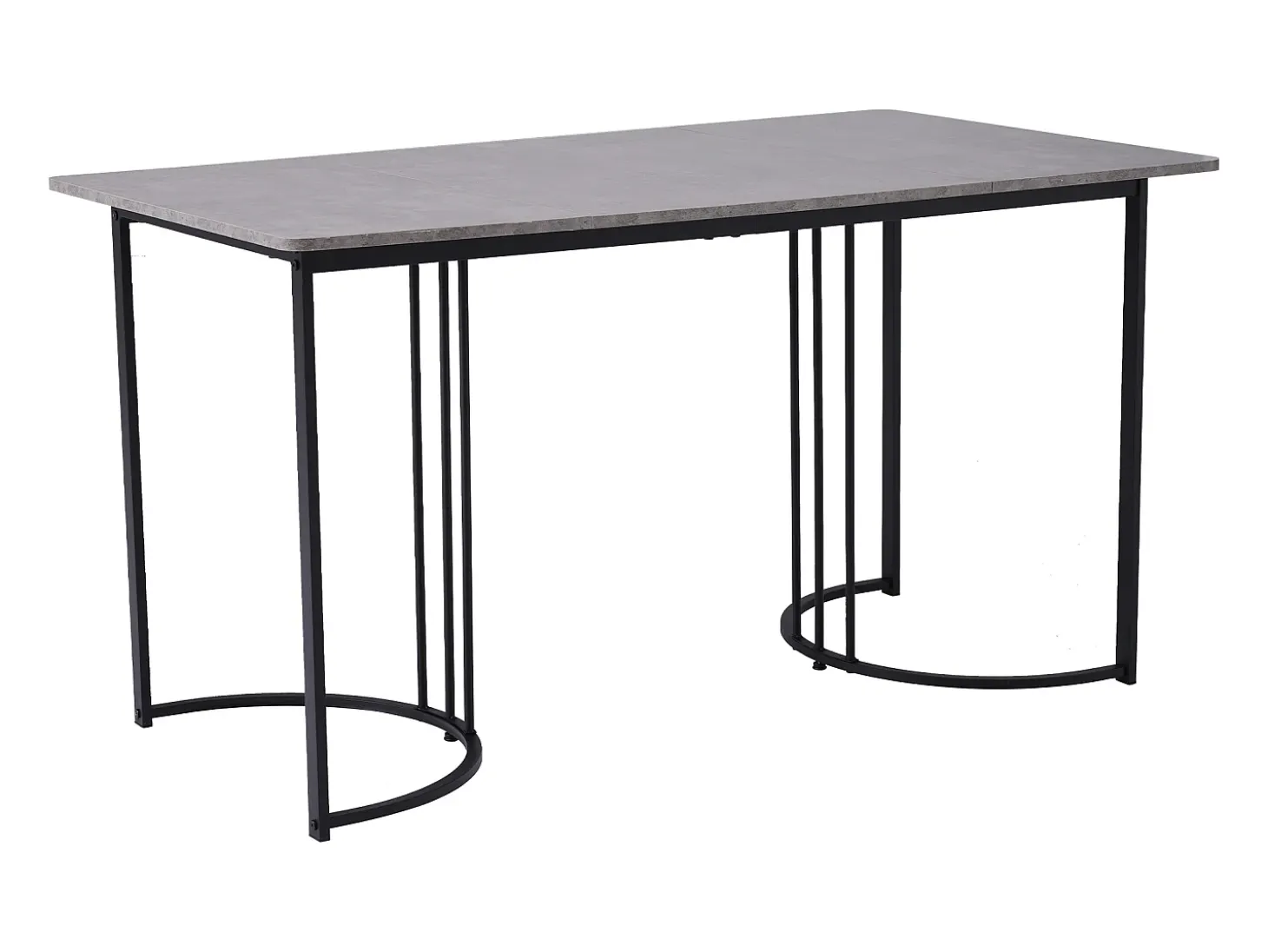 Mesa de comedor moderna 140x80cm, MDF blanco con patas de metal negro, tablero de mármol (140x80x75 cm)