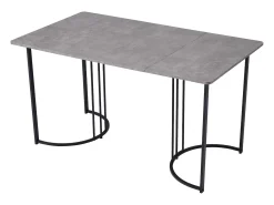 Mesa de comedor moderna 140x80cm, MDF blanco con patas de metal negro, tablero de mármol (140x80x75 cm)