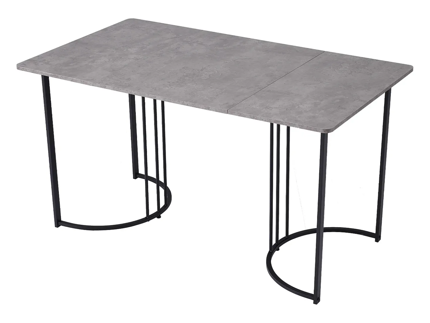 Mesa de comedor moderna 140x80cm, MDF blanco con patas de metal negro, tablero de mármol (140x80x75 cm)