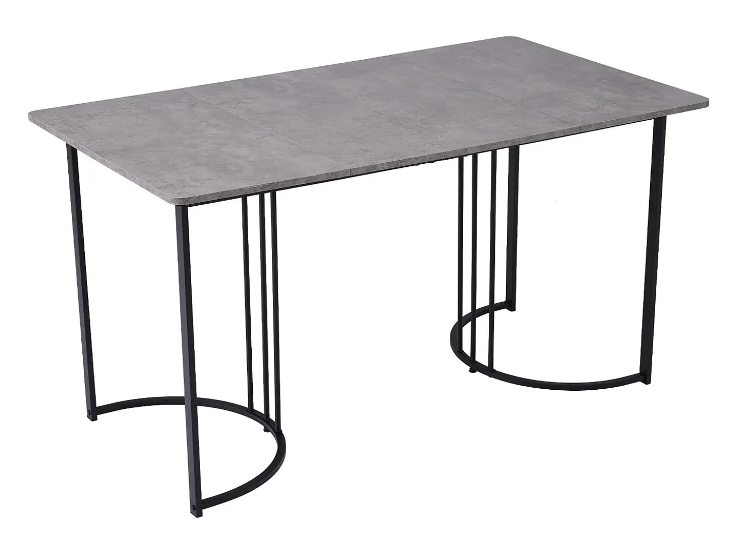 Mesa de comedor moderna 140x80cm, MDF blanco con patas de metal negro, tablero de mármol (140x80x75 cm)