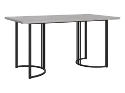 Mesa de comedor moderna 140x80cm, MDF blanco con patas de metal negro, tablero de mármol (140x80x75 cm)