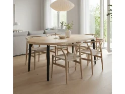 Mesa de comedor Moon extensible forma redonda nordish/negro Ø100-140-180x76 cm Adec