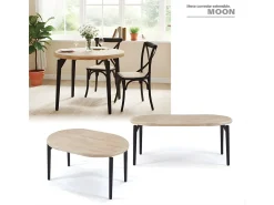 Mesa de comedor Moon extensible forma redonda nordish/negro Ø100-140-180x76 cm Adec