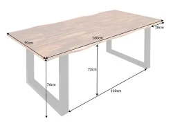 Mesa de comedor NALKO 160 cm – Tablero de madera de acacia aceitada y estructura de metal negro – Estilo industrial y natural